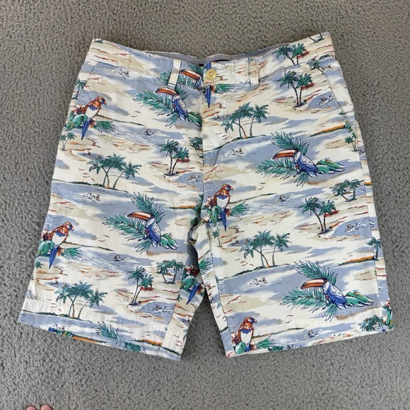 Tommy Hilfiger Vintage Hawaii Print Parrot Casual Shorts (Men's‎ 34) White - Picture 1 of 11